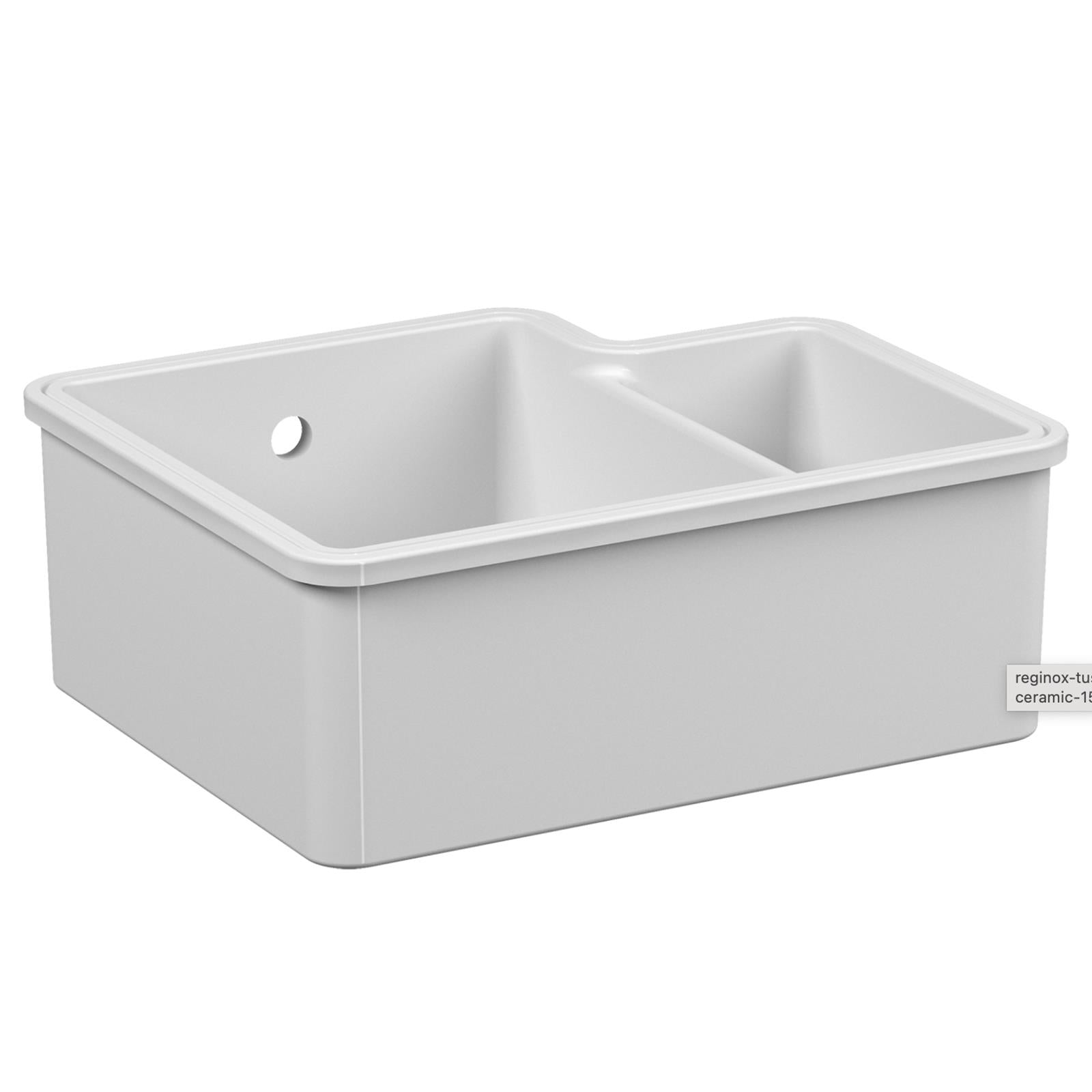 Reginox Tuscany II Undermount White Ceramic 1.5 Bowl Kitchen Sink With Wastes